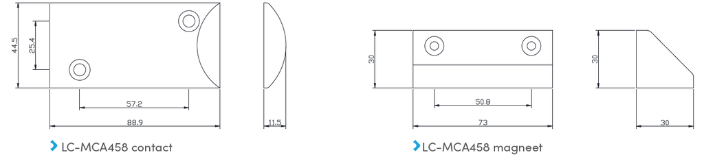 LC-MCA45892 Aluminium opbouw magneetcontact met NO contact en beschermde kabel
