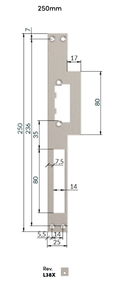 Voorplaat L38 omkeerbaar inox