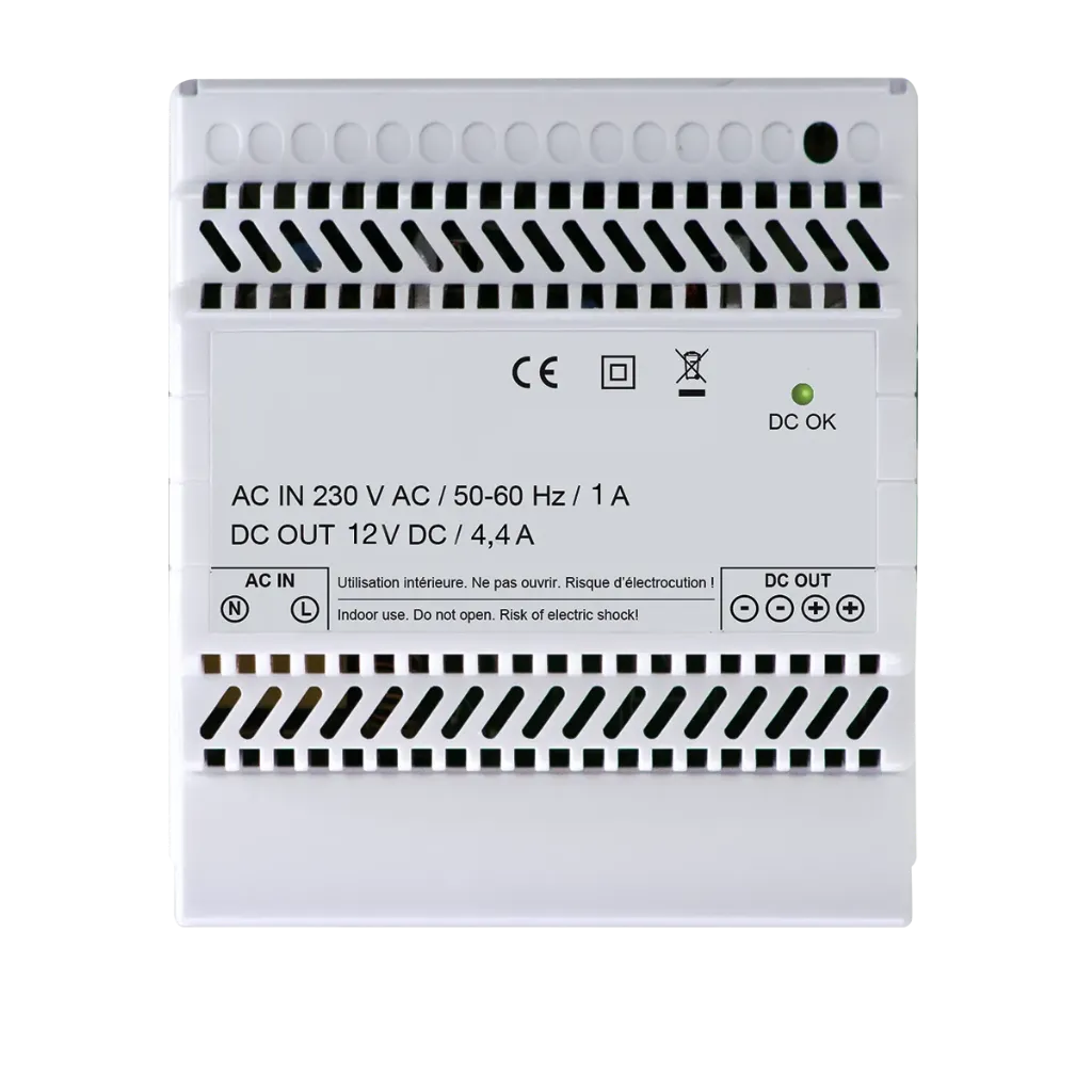 LCDX1204.4C DIN rail voeding met lader 12V DC 4,4A