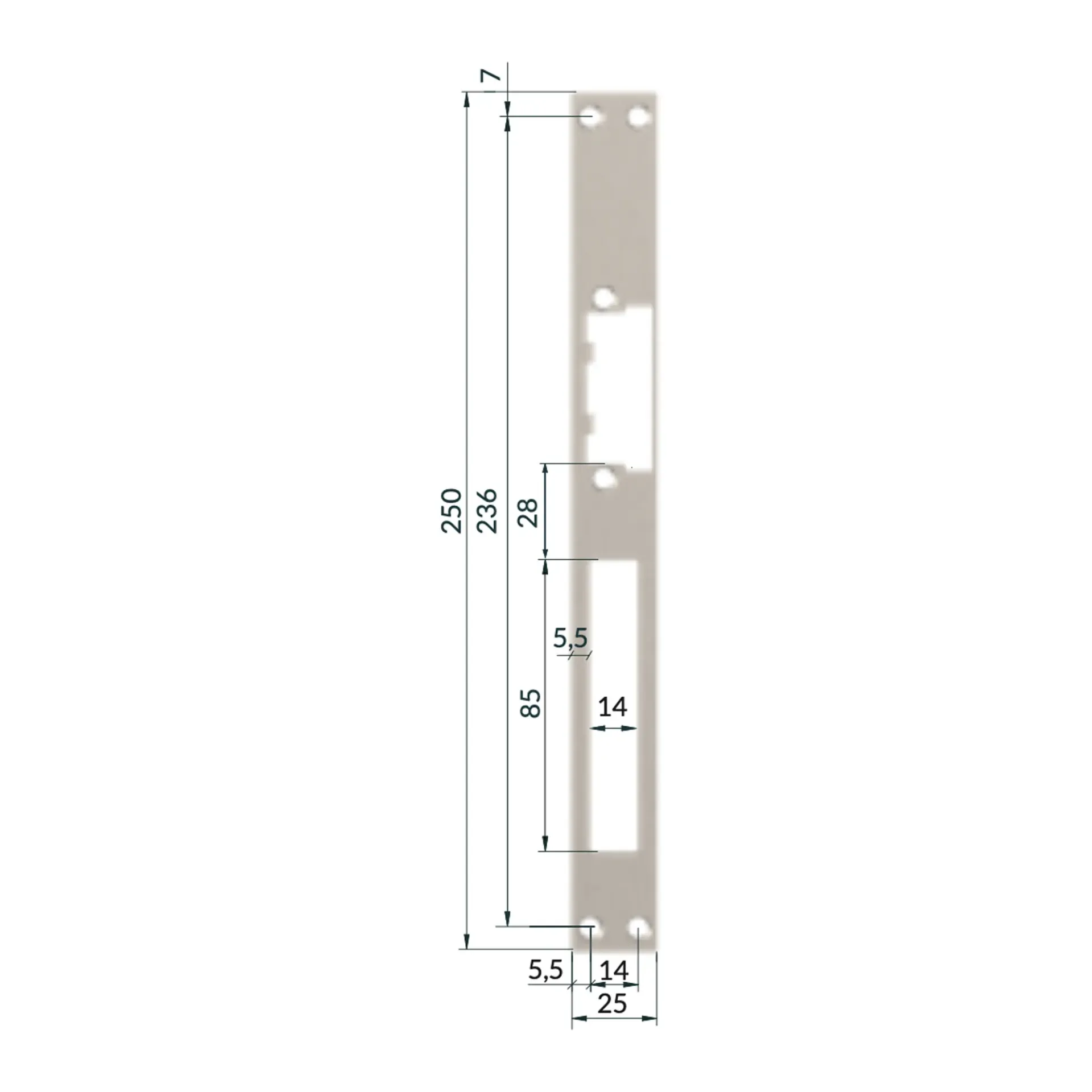 Voorplaat F22 Omkeerbaar inox